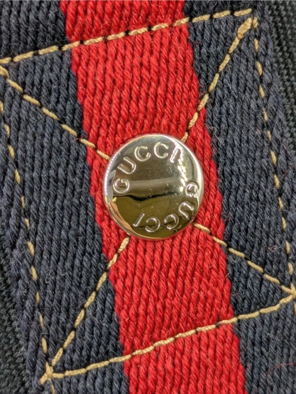 Gucci Men's Coat Of Arms Canvas Large Tote Shopping Bag Navy 816863